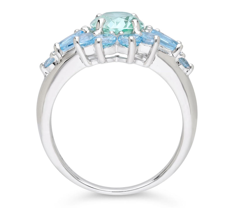 Ariva Sterling Silver Blue Topaz & Green SpinelAlyssa Ring — View 2