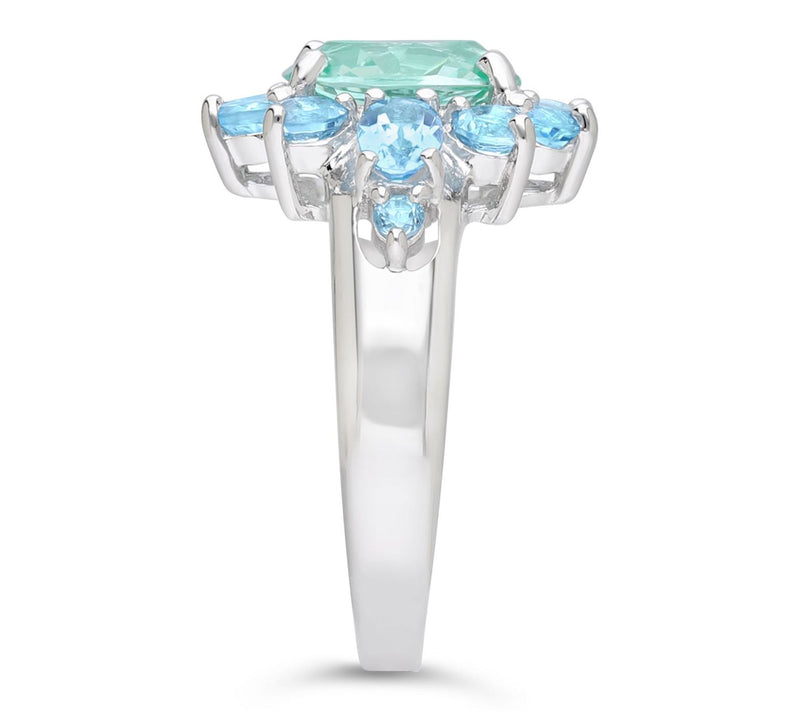 Ariva Sterling Silver Blue Topaz & Green SpinelAlyssa Ring — View 3