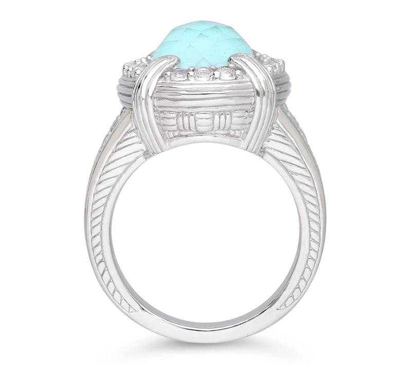 Ariva Sterling Silver Turquoise Doublet Cocktail Ring — View 2
