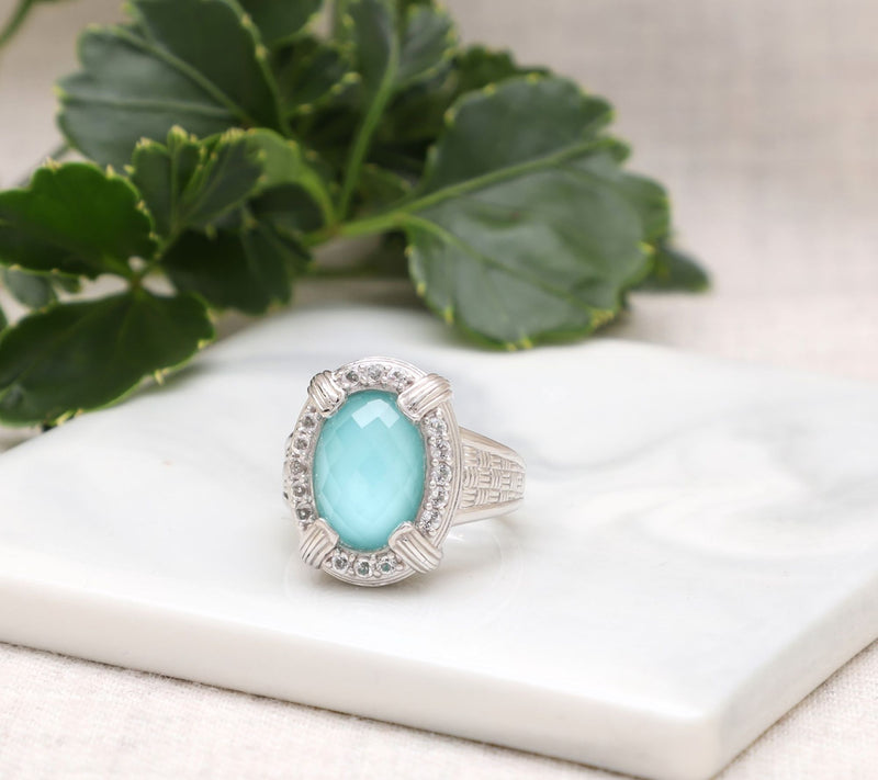 Ariva Sterling Silver Turquoise Doublet Cocktail Ring — View 5