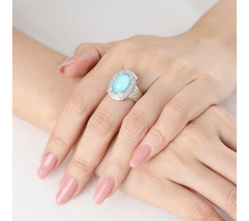 Ariva Sterling Silver Turquoise Doublet Cocktail Ring — View 6