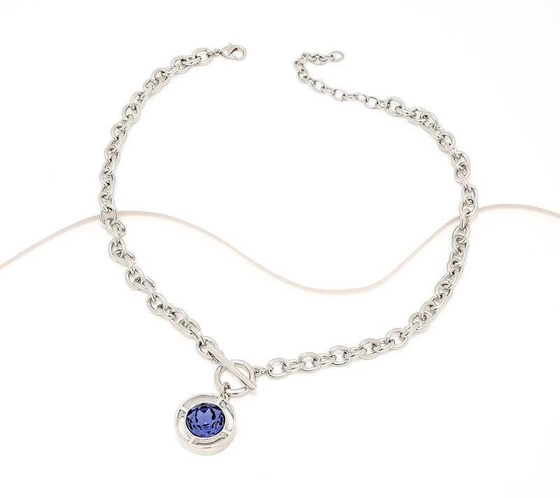 Denim and Co. Faux Toggle Necklace w/ Circle Drop — View 2
