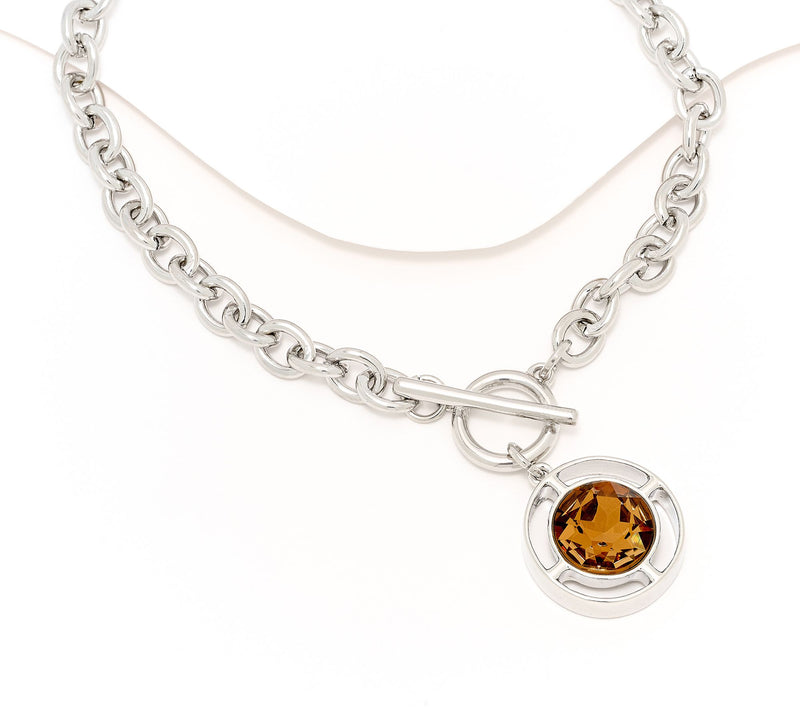 Denim and Co. Faux Toggle Necklace w/ Circle Drop — View 9