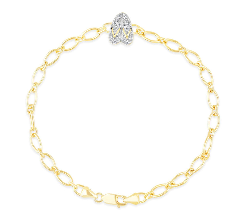 Goddaughters 14K Clad White Topaz Flip Flop Ankle Bracelet — View 2