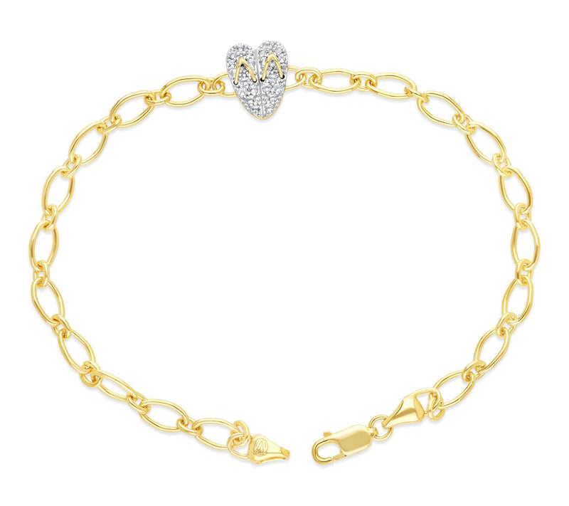 Goddaughters 14K Clad White Topaz Flip Flop Ankle Bracelet — View 3