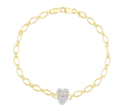 Goddaughters 14K Clad White Topaz Flip Flop Ankle Bracelet