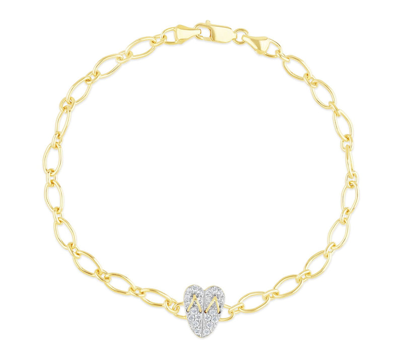 Goddaughters 14K Clad White Topaz Flip Flop Ankle Bracelet — Main view