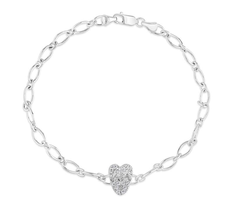 Goddaughters Sterling White Topaz Flip Flop Ankle Bracelet — Main view