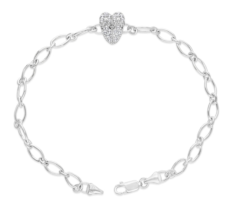 Goddaughters Sterling White Topaz Flip Flop Ankle Bracelet — View 3