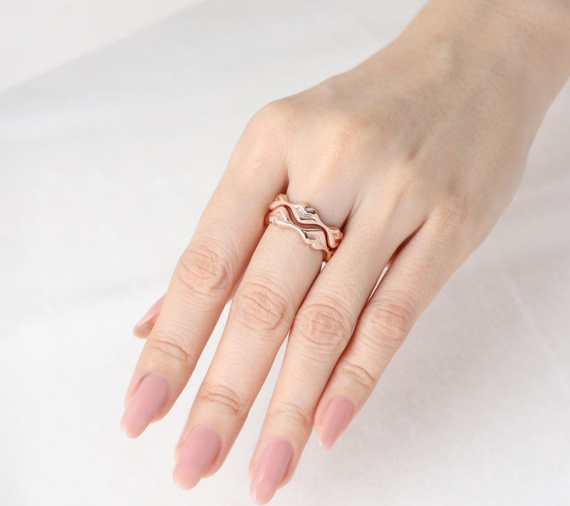 Margo Manhattan 14K Rose Gold Clad InterlockingLips Ring Set — View 6