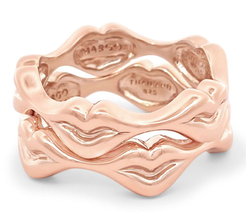 Margo Manhattan 14K Rose Gold Clad InterlockingLips Ring Set — Main view