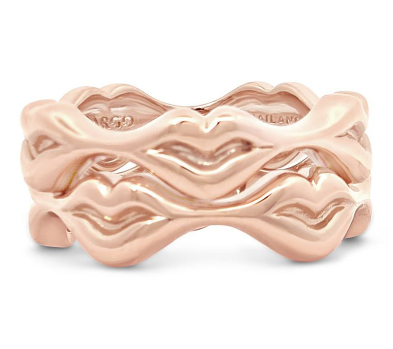Margo Manhattan 14K Rose Gold Clad InterlockingLips Ring Set — View 3