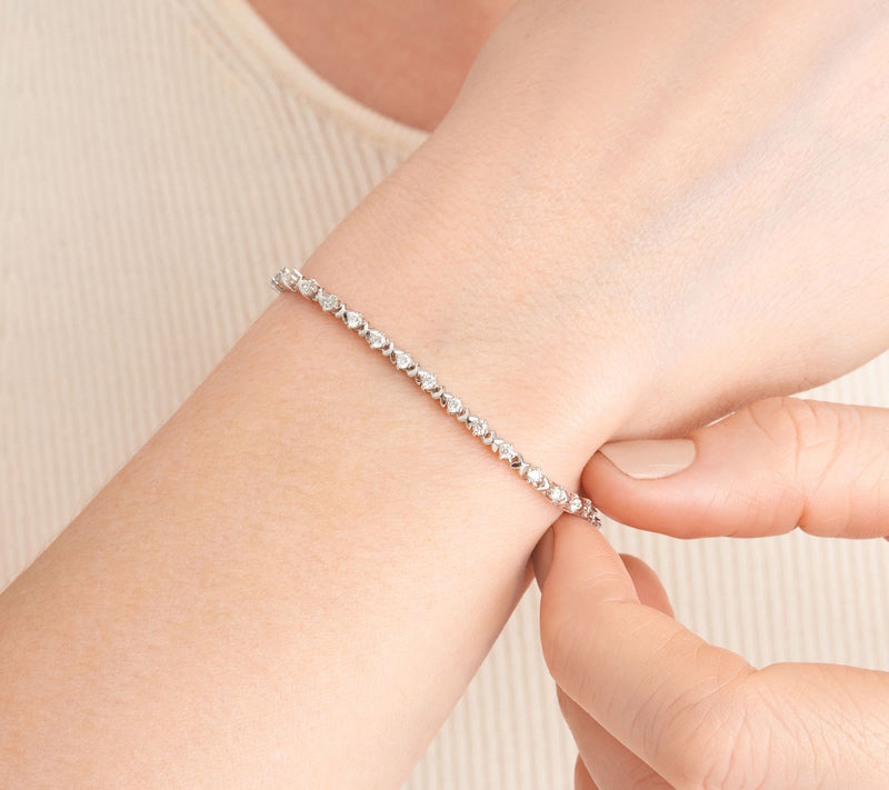 LuxLab 1.00 cttw Grown Diamond "xo" Tennis Brac elet, Sterling — View 2