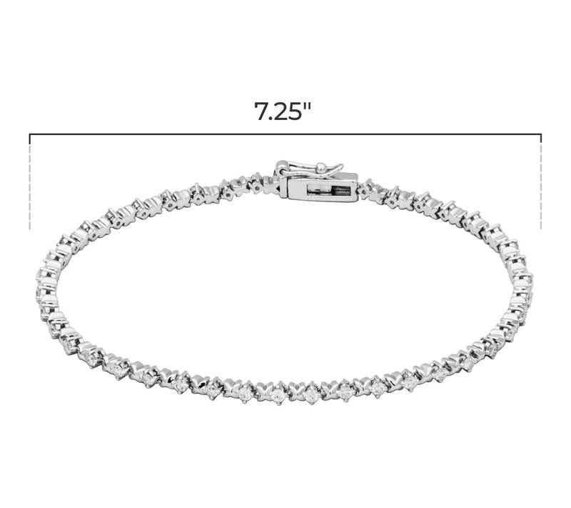 LuxLab 1.00 cttw Grown Diamond "xo" Tennis Brac elet, Sterling — View 5