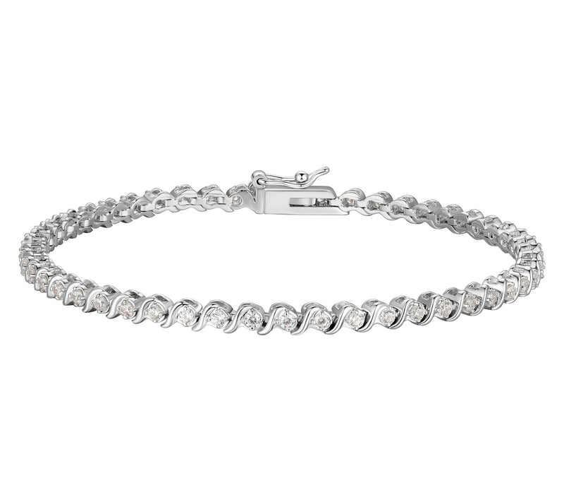 LuxLab 1.00 cttw Grown Diamond Wave Tennis Brac elet, Sterling — View 7