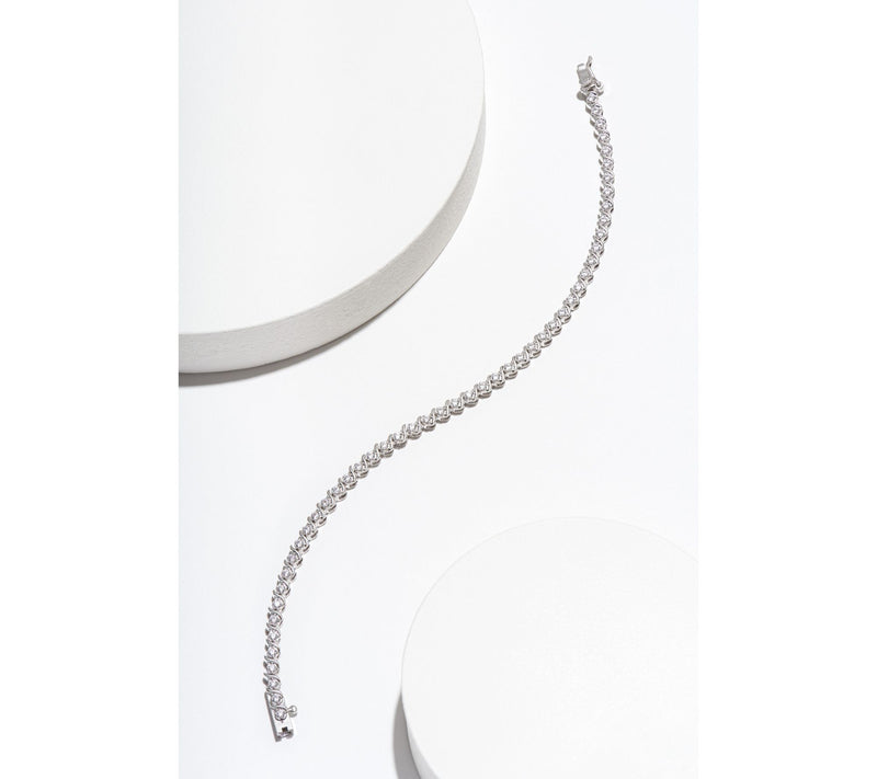 LuxLab 1.00 cttw Grown Diamond Wave Tennis Brac elet, Sterling — View 4