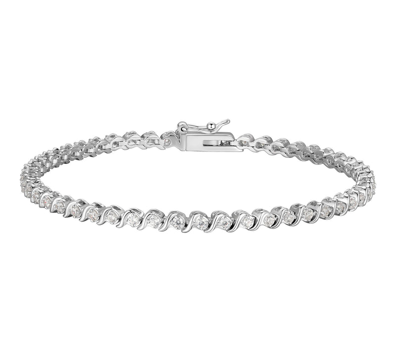 LuxLab 1.00 cttw Grown Diamond Wave Tennis Brac elet, Sterling — Main view