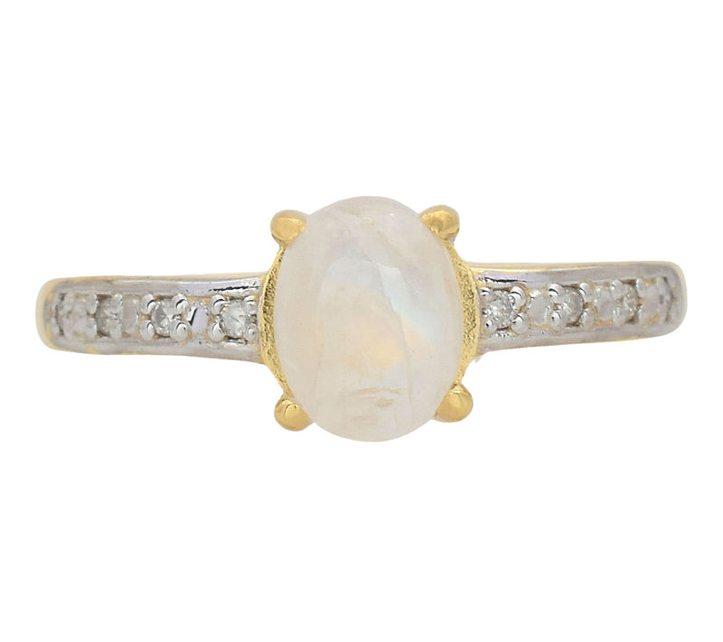 Affinity Diamonds Moonstone & Diamond 14K GoldPlated Ring — View 2