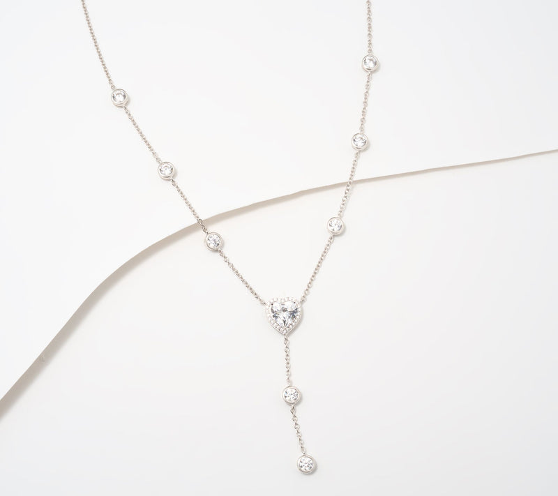 Diamonique x Kathy Levine Waterfall Heart Necklace, Sterling Silver — View 5