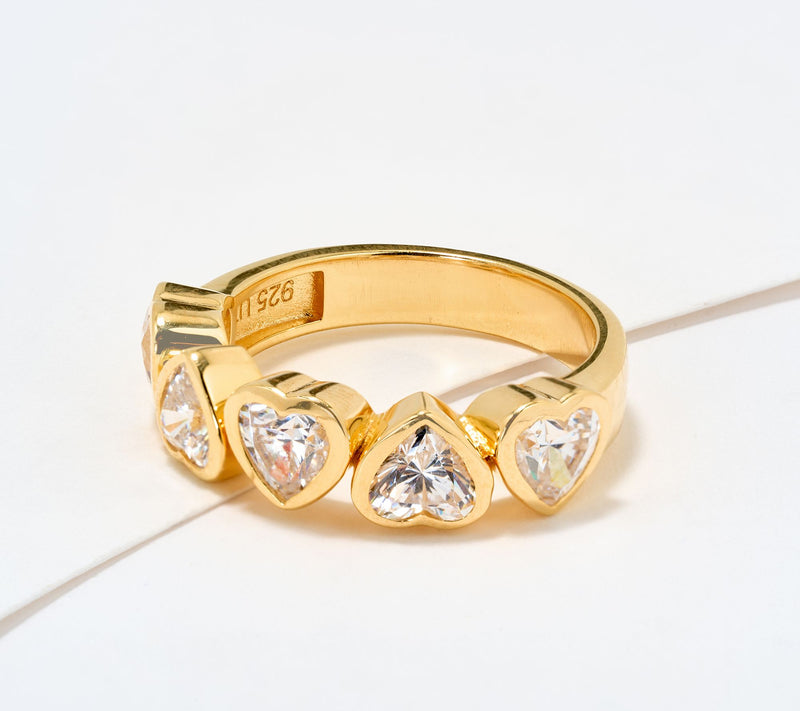Diamonique x Kathy Levine Happy Dance Heart Band Ring Sterling Silver — View 8