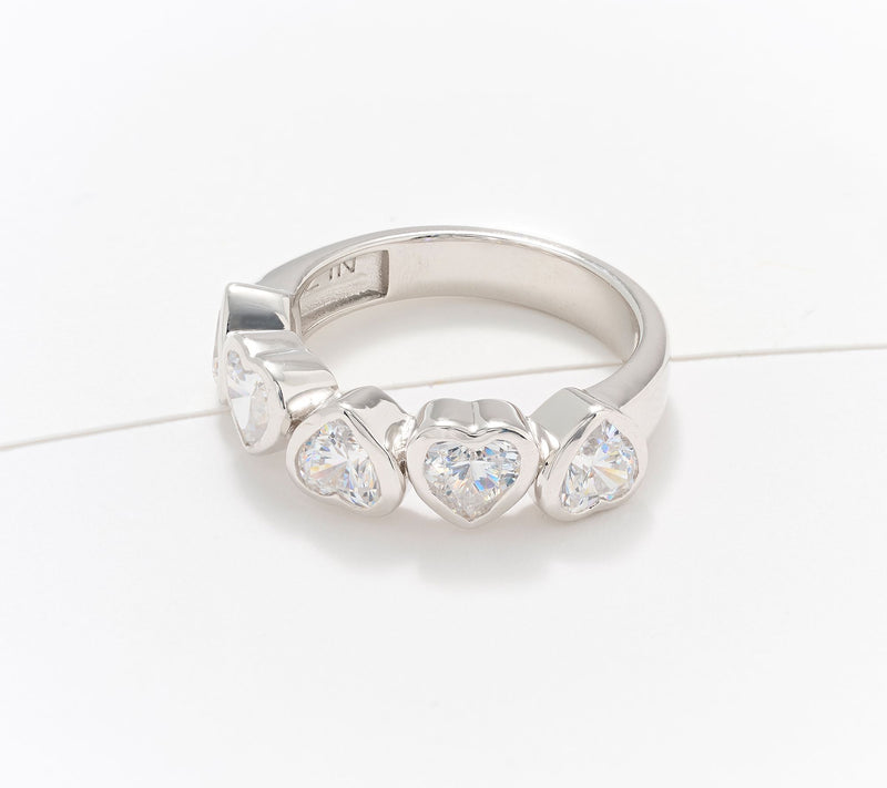 Diamonique x Kathy Levine Happy Dance Heart Band Ring Sterling Silver — Main view