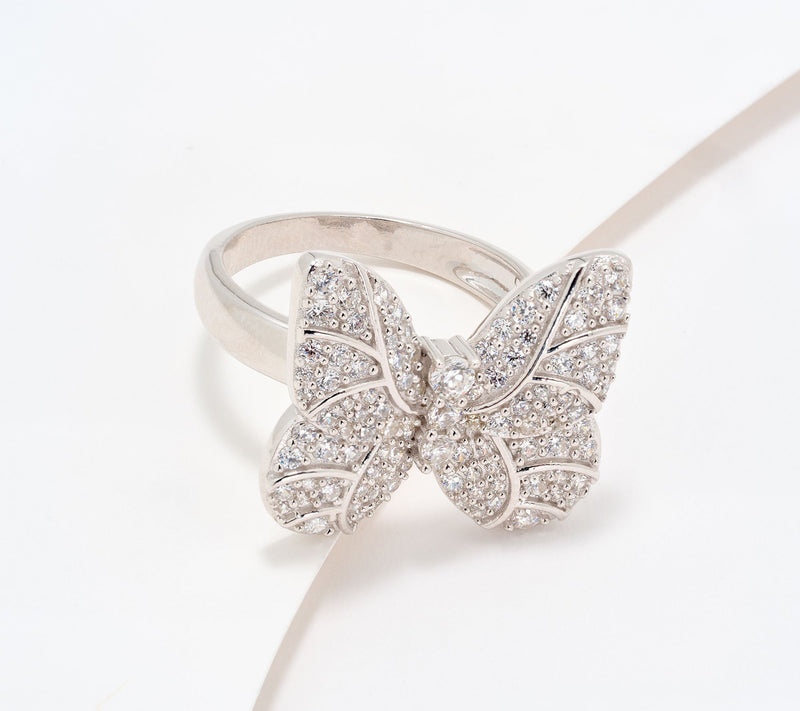 Diamonique x Kathy Levine Monarch Butterfly Ring, Sterling Silver — View 6