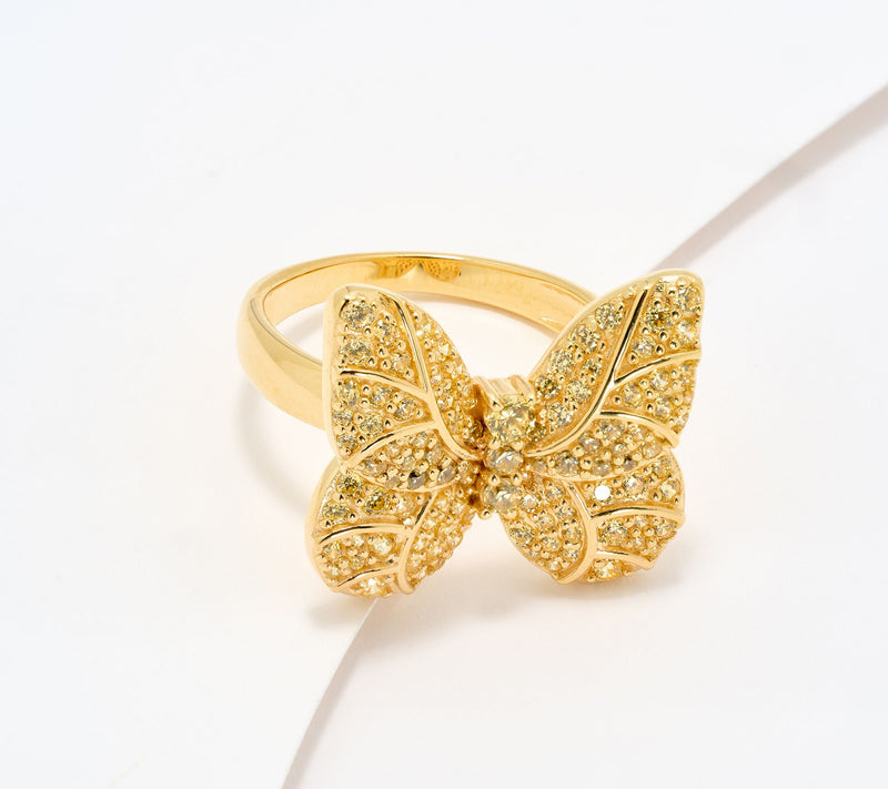 Diamonique x Kathy Levine Monarch Butterfly Ring, Sterling Silver — View 7