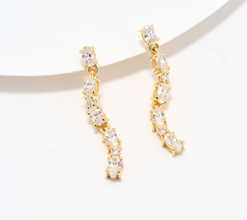 Diamonique x Kathy Levine Drama Drop Earrings, Sterling Silver — Main view