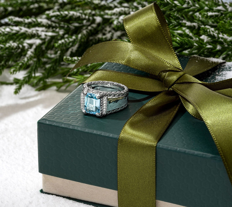 JAI Sterling Silver Legacy Woven Gemstone and Diamond Ring — View 3
