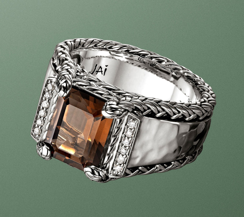 JAI Sterling Silver Legacy Woven Gemstone and Diamond Ring — View 5