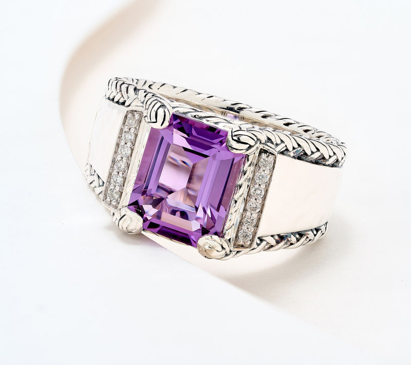 JAI Sterling Silver Legacy Woven Gemstone and Diamond Ring — View 13