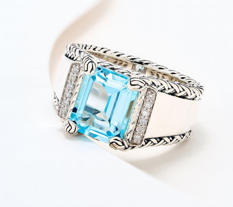 JAI Sterling Silver Legacy Woven Gemstone and Diamond Ring — Main view