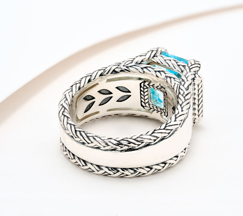 JAI Sterling Silver Legacy Woven Gemstone and Diamond Ring — View 2
