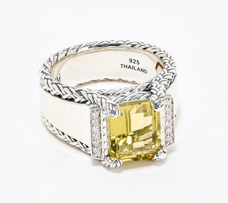 JAI Sterling Silver Legacy Woven Gemstone and Diamond Ring — View 15