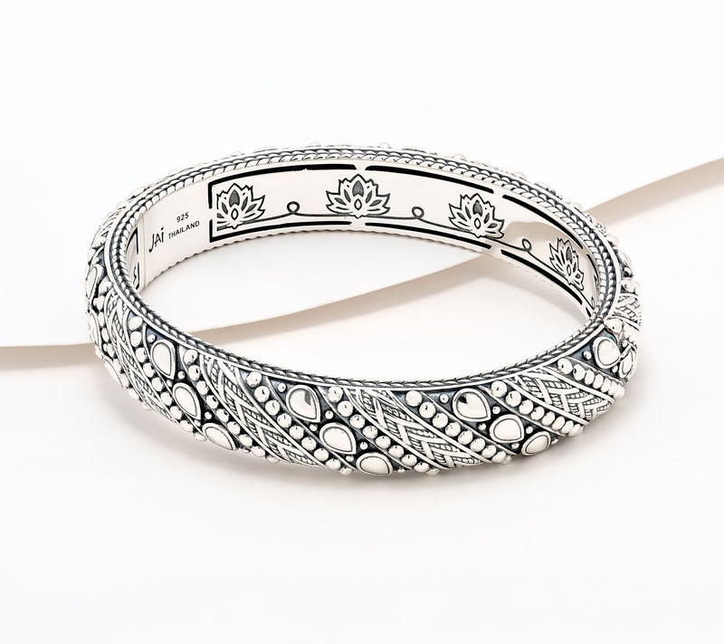 JAI Sterling Silver Legacy Woven Texture Bangle,52.5g — Main view