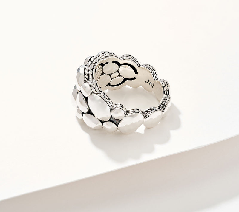 JAI Ireland Sterling Silver Hammered Cobblestone Ring — View 2