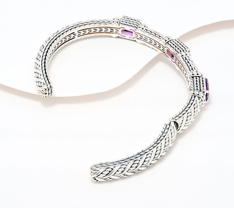 JAI Sterling Silver Legacy & Hammered Bead Cuff — View 2