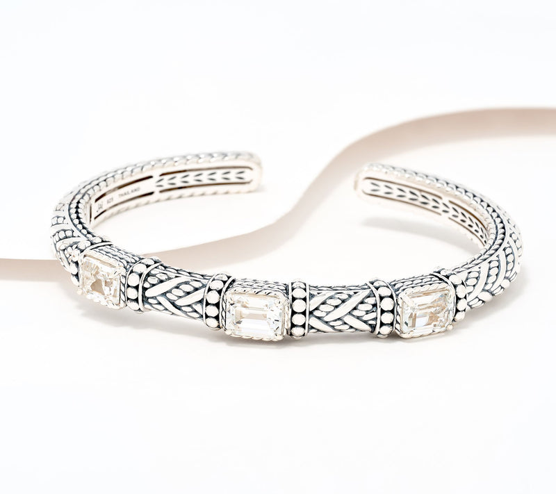 JAI Sterling Silver Legacy & Hammered Bead Cuff — View 12