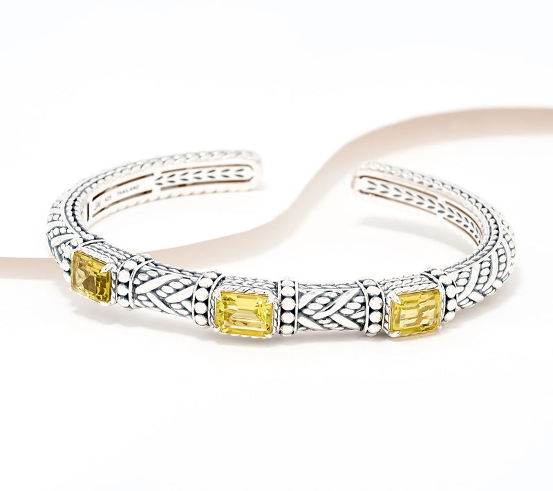 JAI Sterling Silver Legacy & Hammered Bead Cuff — View 13