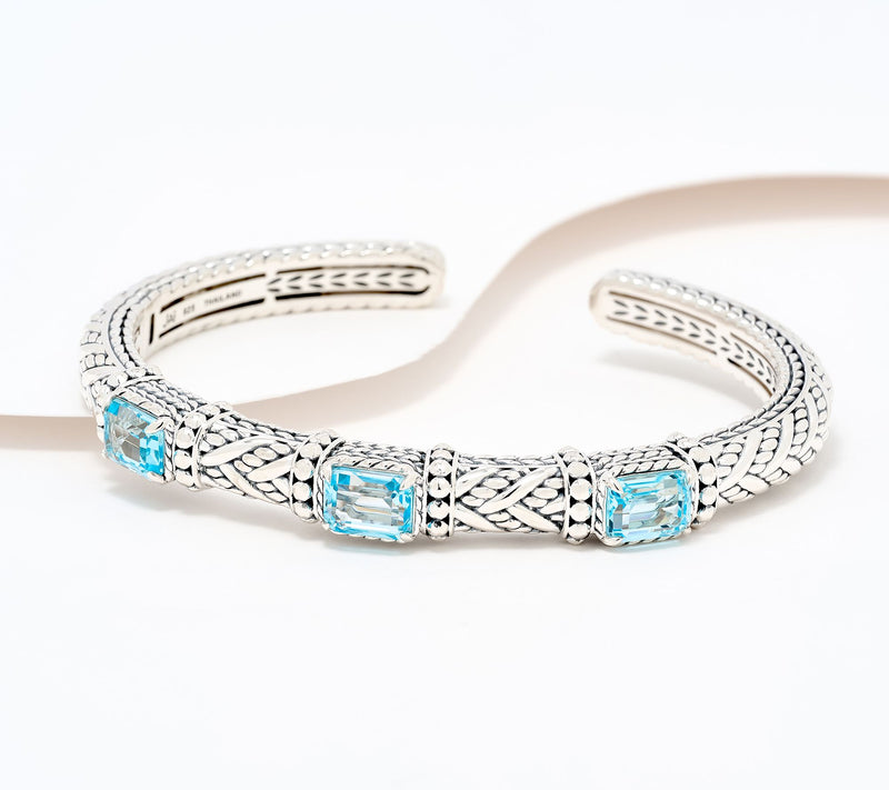 JAI Sterling Silver Legacy & Hammered Bead Cuff — View 14