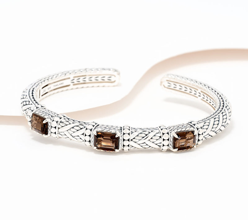JAI Sterling Silver Legacy & Hammered Bead Cuff — View 15