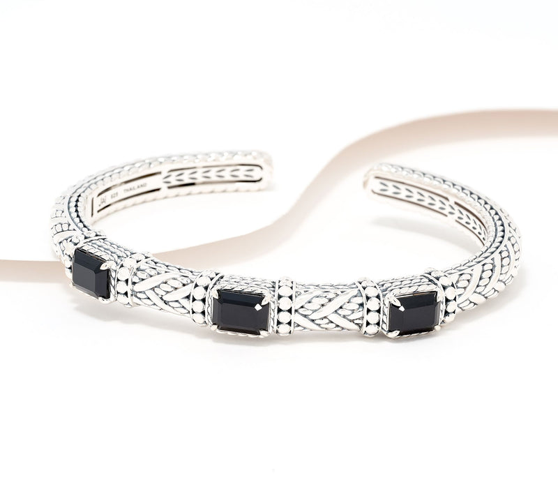 JAI Sterling Silver Legacy & Hammered Bead Cuff — View 16