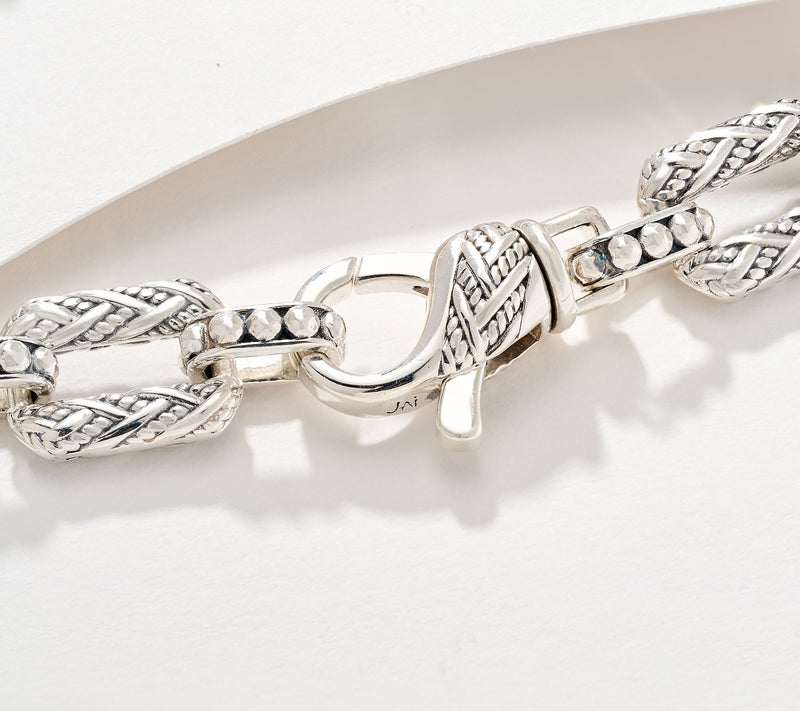 JAI Sterling Silver Legacy Woven Emerald Cut Gem Bracelet — View 3