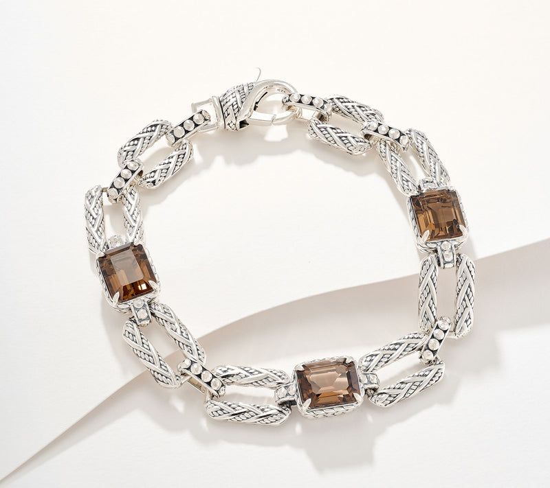 JAI Sterling Silver Legacy Woven Emerald Cut Gem Bracelet — View 19