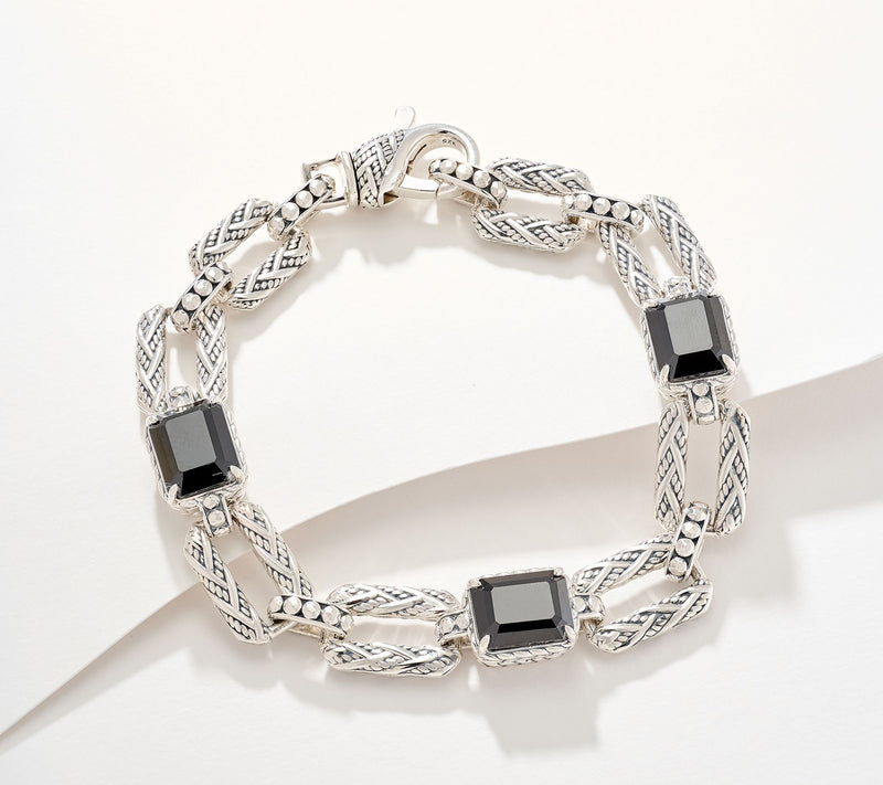 JAI Sterling Silver Legacy Woven Emerald Cut Gem Bracelet — View 20