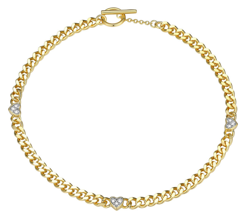 Diamond Accent Chain Bracelet, 18K Gold Plated — View 4