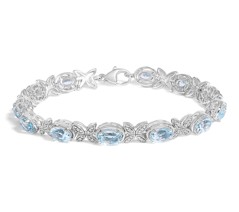 Haus of Brilliance Blue Topaz & Diamond Bracelet, Sterling — View 7