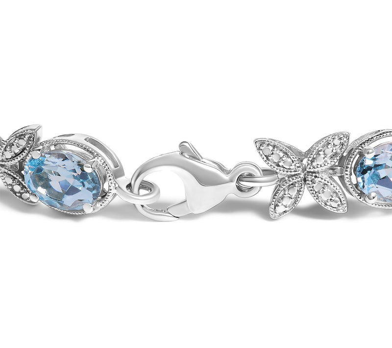 Haus of Brilliance Blue Topaz & Diamond Bracelet, Sterling — View 2