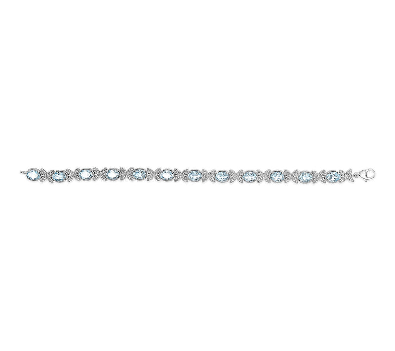 Haus of Brilliance Blue Topaz & Diamond Bracelet, Sterling — View 3