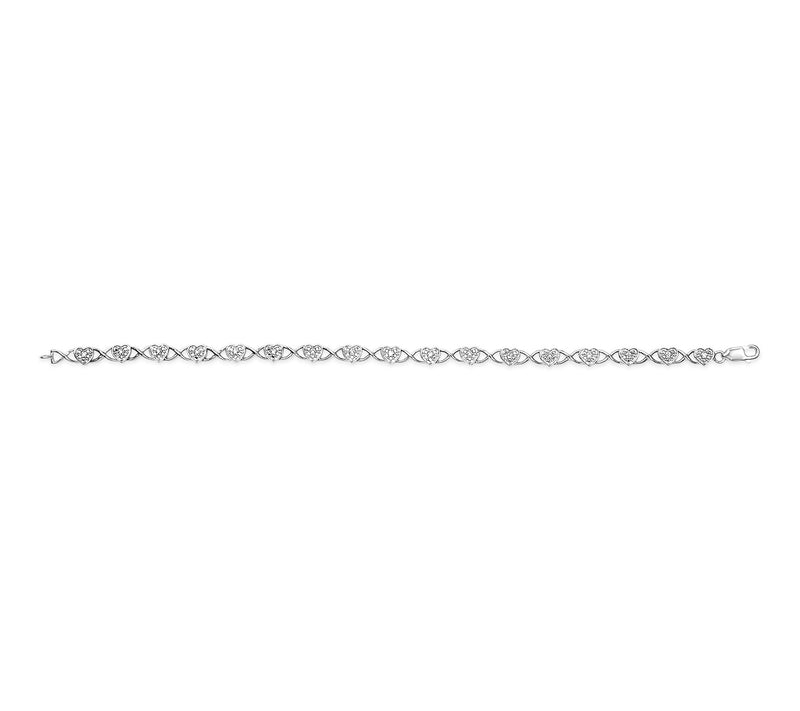 Haus of Brilliance Diamond Heart Link Bracelet,Sterling — View 3